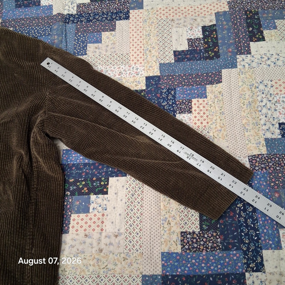 Vintage Eddie Bauer Womens Large Green Corduroy Shawl Collar Chore Coat 90s - Picture 9 of 10
